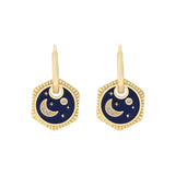 Star Moon Micro Set Zircon Drop Glaze Earrings 925 Silver