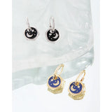 Star Moon Micro Set Zircon Drop Glaze Earrings 925 Silver