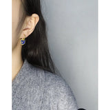 Star Moon Micro Set Zircon Drop Glaze Earrings 925 Silver