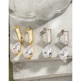 Zircon Bamboo Knot Earrings 925 Sterling Silver Female Ear Studs