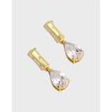 Zircon Bamboo Knot Earrings 925 Sterling Silver Female Ear Studs