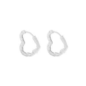 Small Irregular Pleated Texture Love Earrings 925 Sterling Silver Female