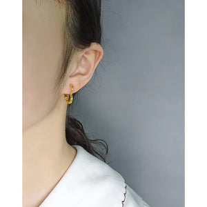 Small Irregular Pleated Texture Love Earrings 925 Sterling Silver Female