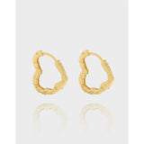 Small Irregular Pleated Texture Love Earrings 925 Sterling Silver Female