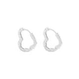 Small Irregular Pleated Texture Love Earrings 925 Sterling Silver Female