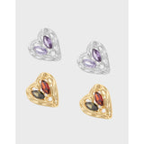 925 Silver Pleated Texture Microinlaid Zircon Earrings