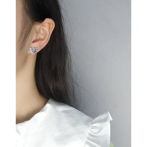 925 Silver Pleated Texture Microinlaid Zircon Earrings