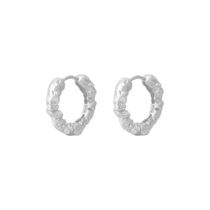 925 Silver Irregular Face Pleated Earrings