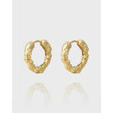 925 Silver Irregular Face Pleated Earrings