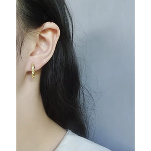 925 Silver Irregular Face Pleated Earrings