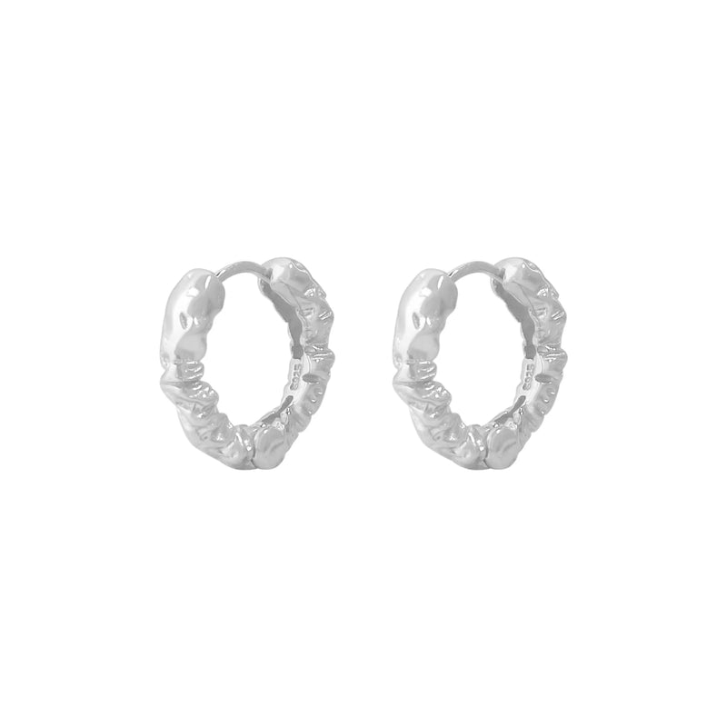 925 Silver Irregular Face Pleated Earrings