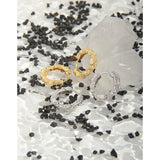 925 Silver Irregular Face Pleated Earrings