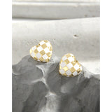 Geometric Love Chessboard Checker Earrings 925 Sterling Silver