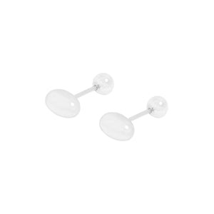 Minimal Oval Ball Screws Earstuds 925 Sterling Silver