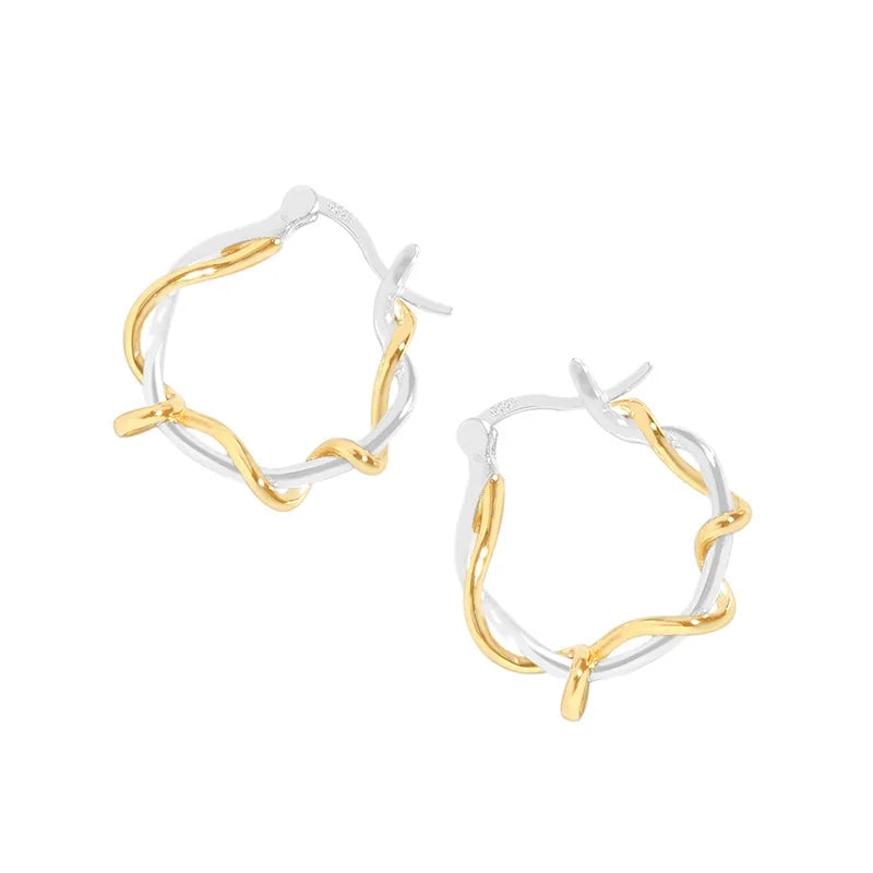 Minimal Dual Vine Wrapped Earrings 925 Sterling Silver