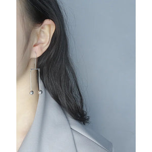 Minimal Geometric Round Bead Earrings 925 Sterling Silver