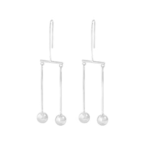 Minimal Geometric Round Bead Earrings 925 Sterling Silver