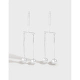 Minimal Geometric Round Bead Earrings 925 Sterling Silver