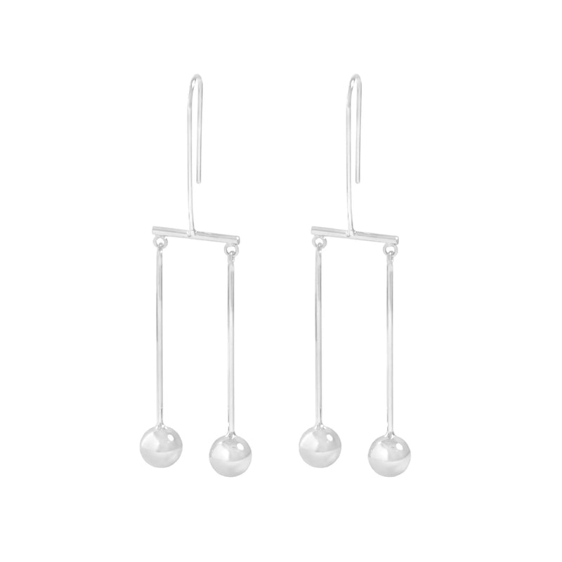 Minimal Geometric Round Bead Earrings 925 Sterling Silver