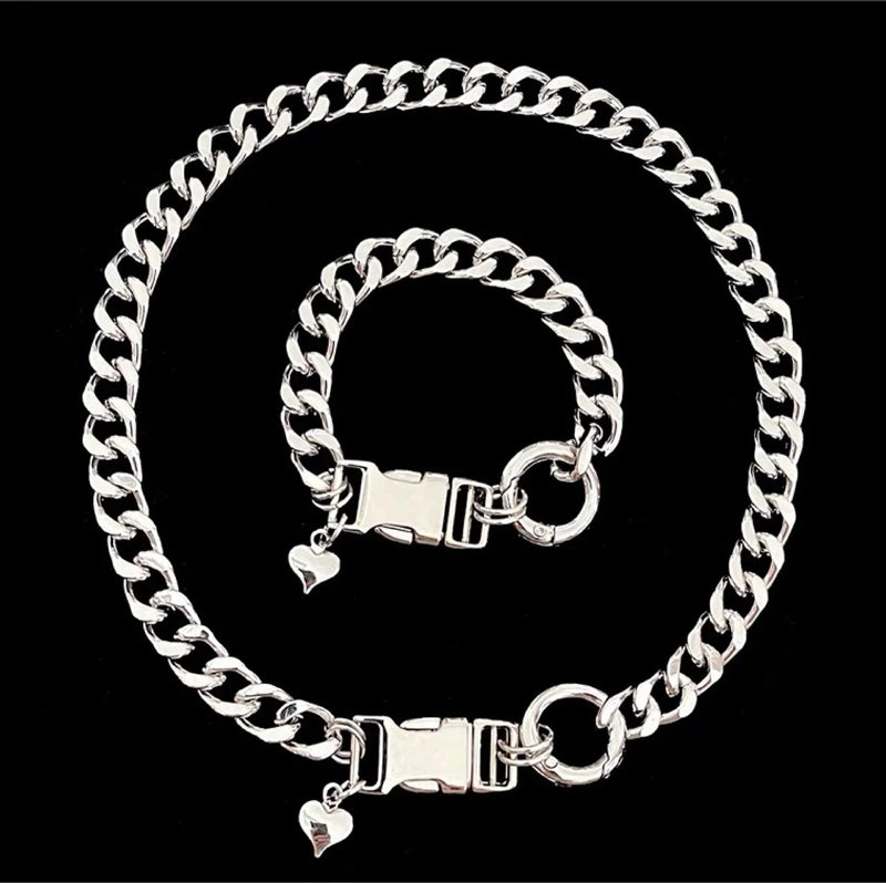Button Clavicle Chain, Titanium Steel Short Necklace