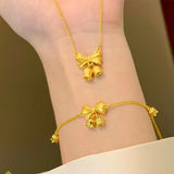 Gold-Plated Bell Orchid Bracelet & Necklace Set