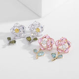 S925 Silver Needle Earrings with Zircon Studs