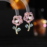 S925 Silver Needle Earrings with Zircon Studs