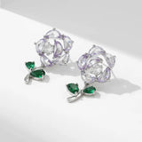S925 Silver Needle Earrings with Zircon Studs