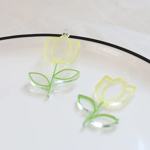 Hand-painted Tulip Flower Pendant DIY Jewelry Earrings Accessories
