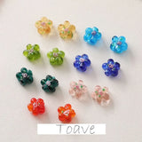 Double-Sided Flower Glass DIY Earrings Beaded Retro Ins Bracelet Necklace Jewelr