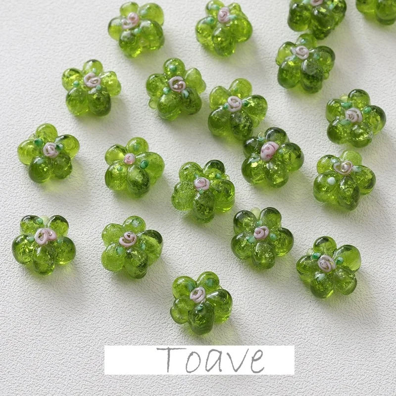 Double-Sided Flower Glass DIY Earrings Beaded Retro Ins Bracelet Necklace Jewelr