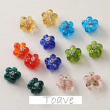 Double-Sided Flower Glass DIY Earrings Beaded Retro Ins Bracelet Necklace Jewelr