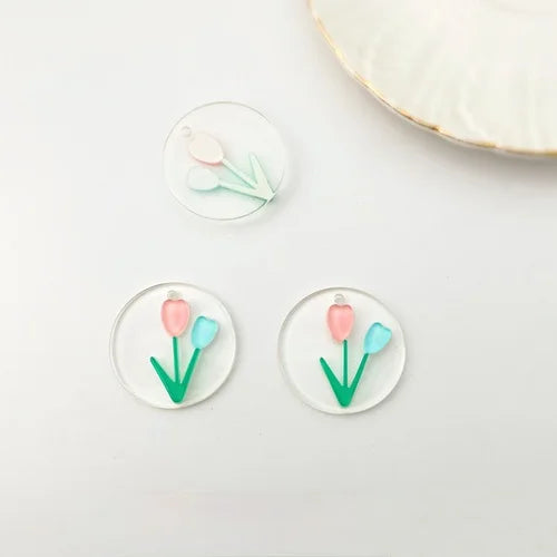 Tulip acrylic wafer hand-painted wind boy girl accessories