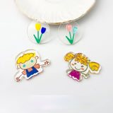 Tulip acrylic wafer hand-painted wind boy girl accessories