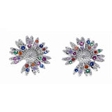 Flower Earrings Gold/Silver Plated with Crystal Colors
