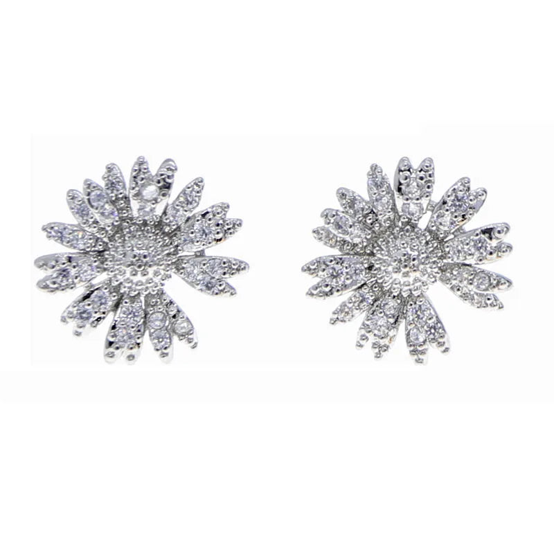 Flower Earrings Gold/Silver Plated with Crystal Colors