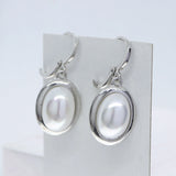 Small Hoop Earrings with Pearl Plated/Silver