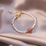Baroque Strawberry Crystal Pearl Bracelet