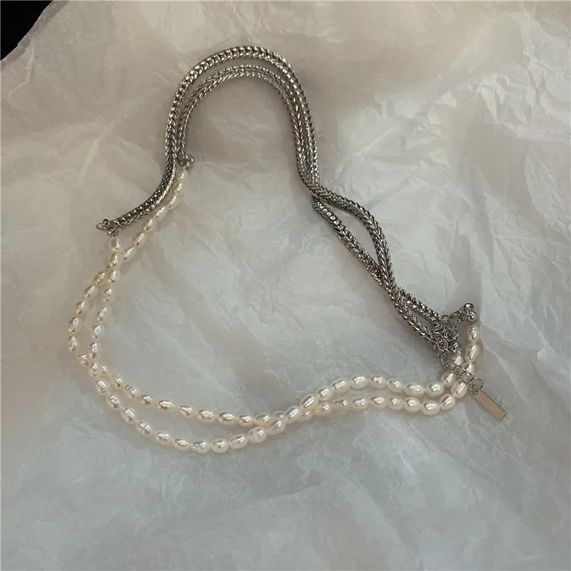 Small Splice Freshwater Pearl Chain Necklace for Women