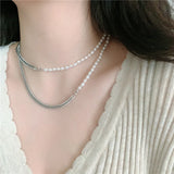 Small Splice Freshwater Pearl Chain Necklace for Women
