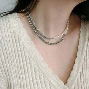 Small Splice Freshwater Pearl Chain Necklace for Women
