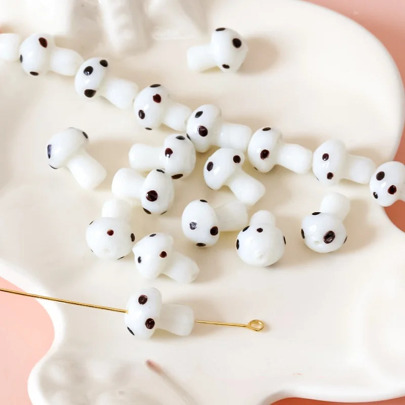 Mushroom Glass Beads Glaze DIY Loose Beads for Jewelry Making