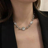 Light Gem Bead Necklace Clavicle Chain for Women