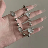 Light Gem Bead Necklace Clavicle Chain for Women