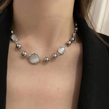 Light Gem Bead Necklace Clavicle Chain for Women