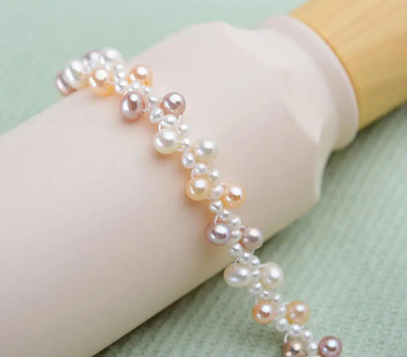 Round Bead Bracelet with Pearl Extender Chain Jewelry