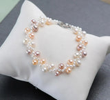 Round Bead Bracelet with Pearl Extender Chain Jewelry