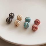 Round Knot Resin Beads Retro Ins Wind Earrings Jewelry DIY Hand-made Material