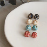 Round Knot Resin Beads Retro Ins Wind Earrings Jewelry DIY Hand-made Material