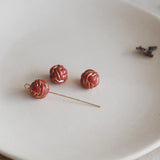 Round Knot Resin Beads Retro Ins Wind Earrings Jewelry DIY Hand-made Material